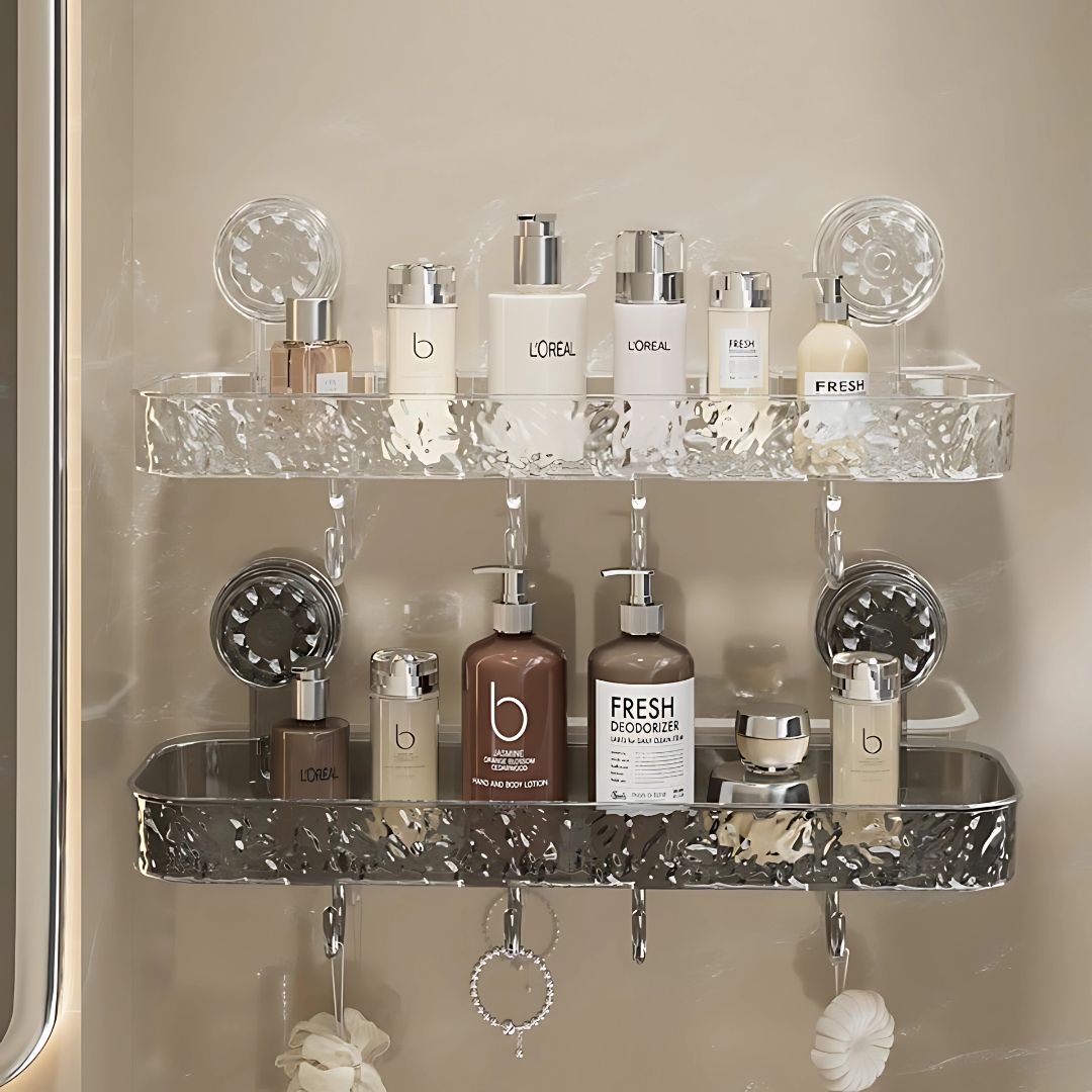 Primechoice Non-Perforated Vacuume Mount Storage Rack – Non-Drill Bathroom Wall Shelf for Toiletries & Washbasin