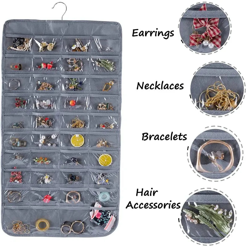 Double Sided Jewelry Hanging Bag (36 Pockets)