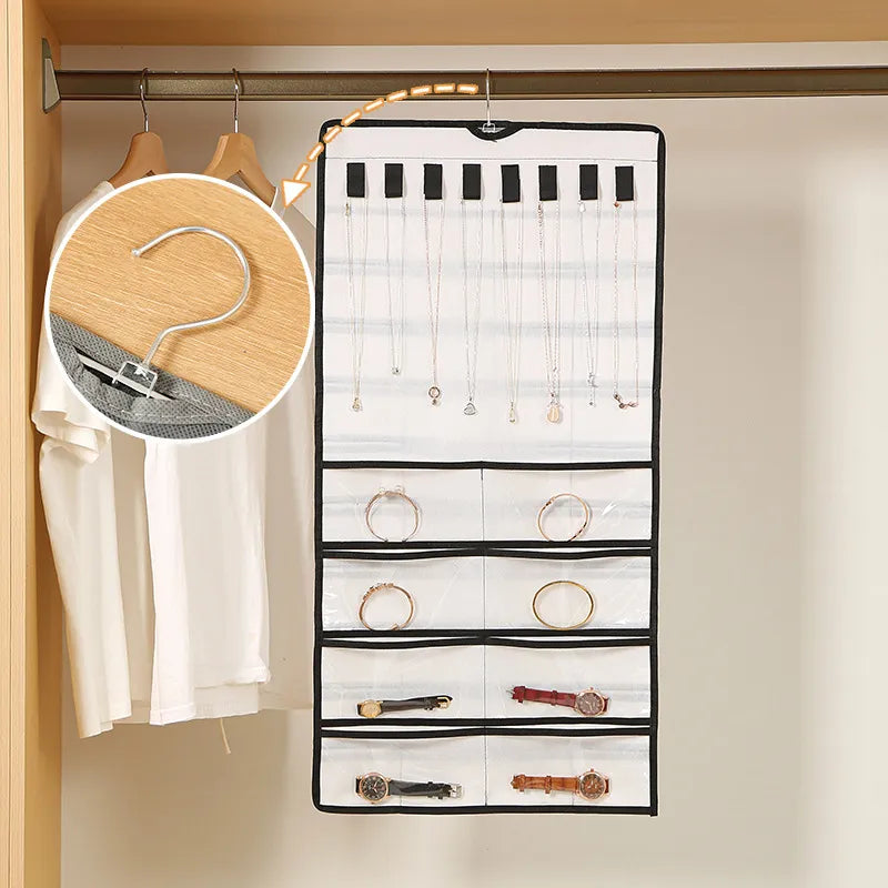 Double Sided Jewelry Hanging Bag (36 Pockets)