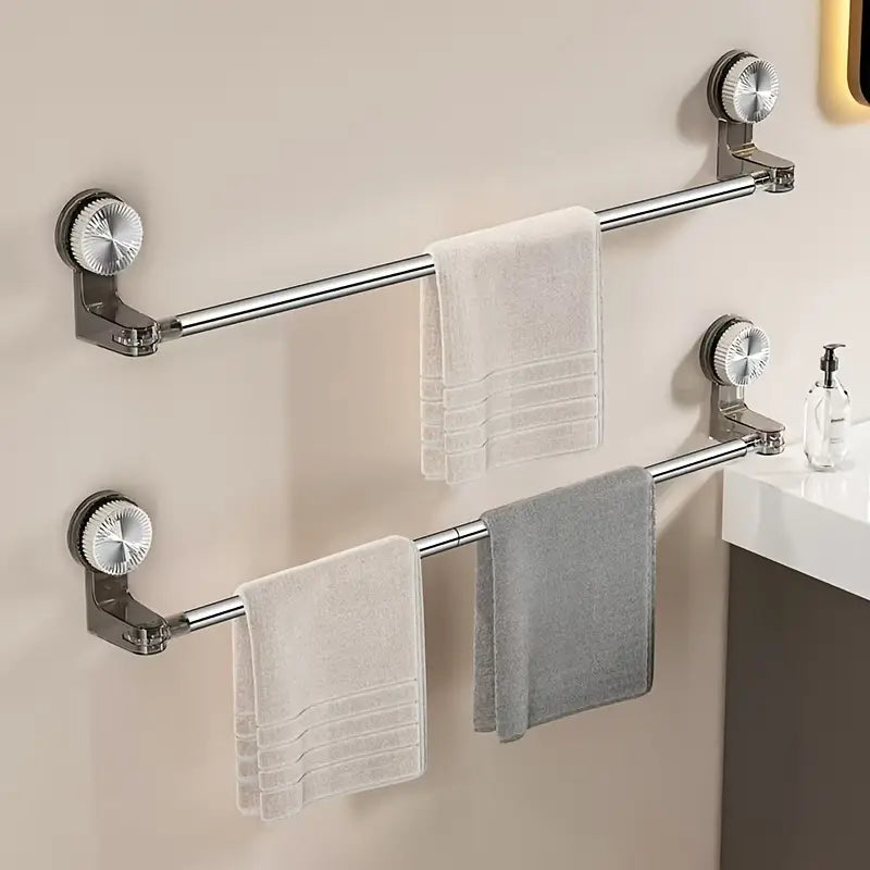 Primechoice Rotating Retractable Towel & Shoe Rack – Punch-Free Corner Bathroom Storage Rod with Vacuum Mount