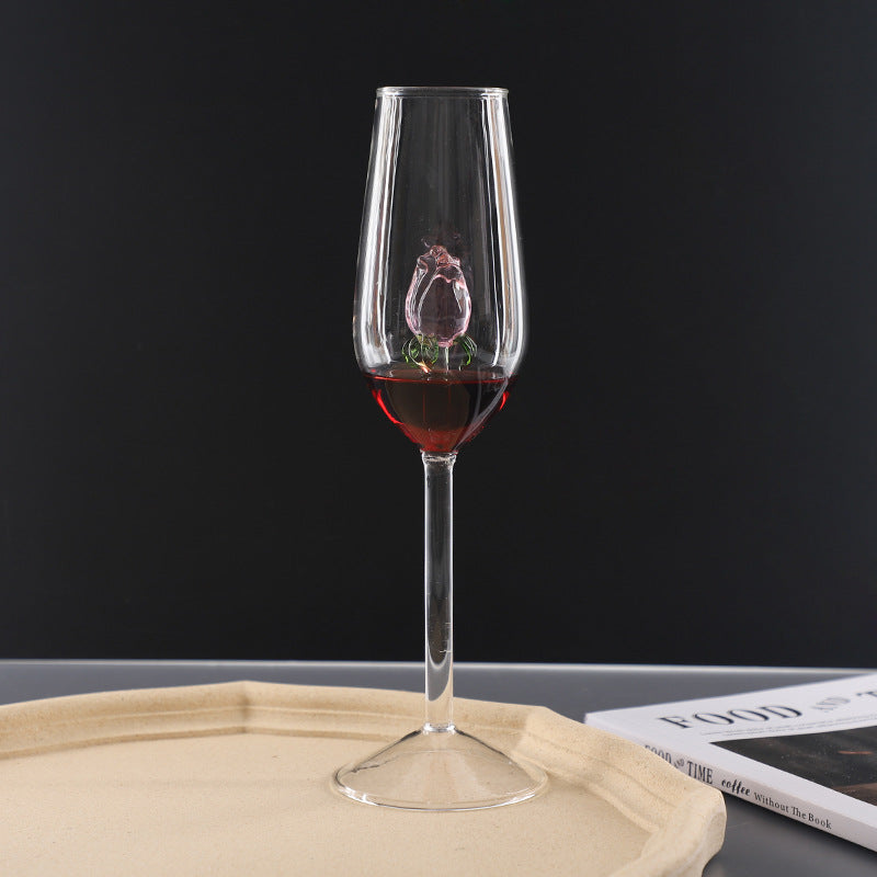 Rose Floral Champagne Glass