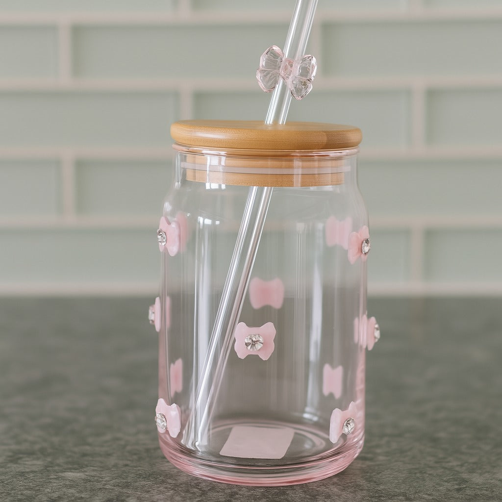 Crystal Bow Glass with Straw