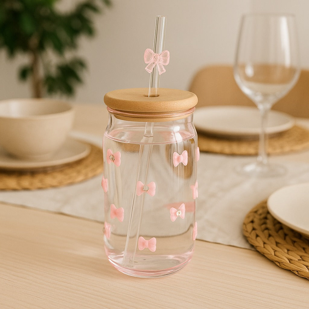 Crystal Bow Glass with Straw