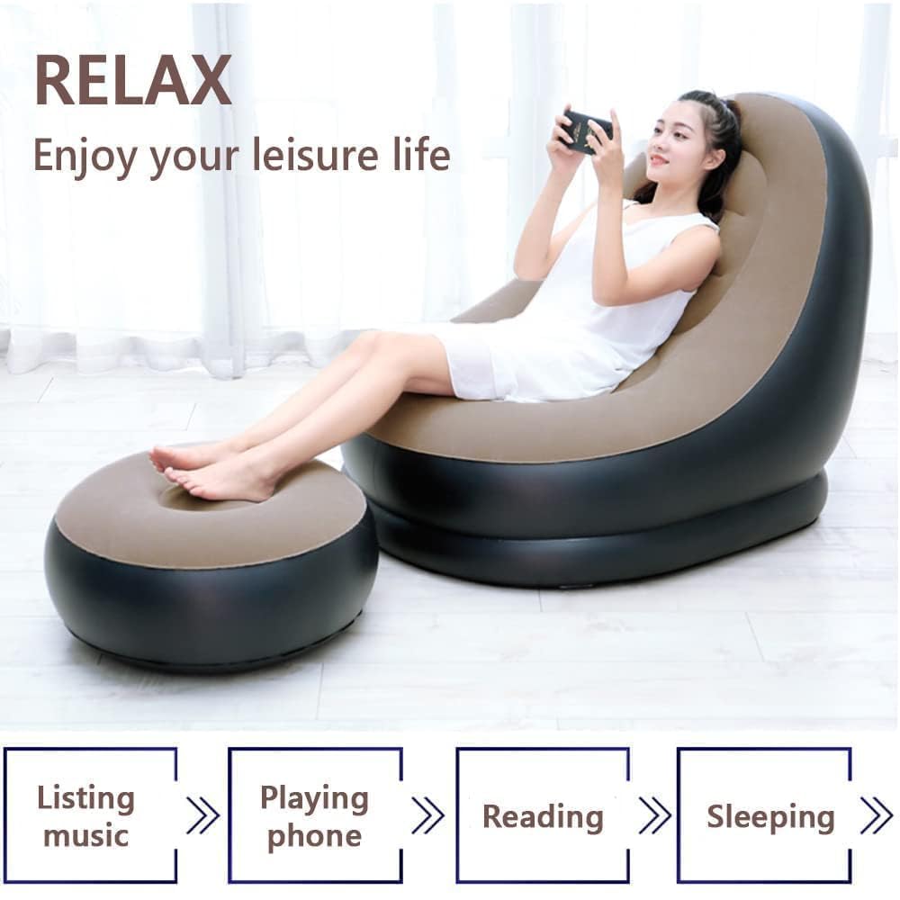 Inflatable Sofa & Ottoman 🌟 | Travel, Camping, Home Use