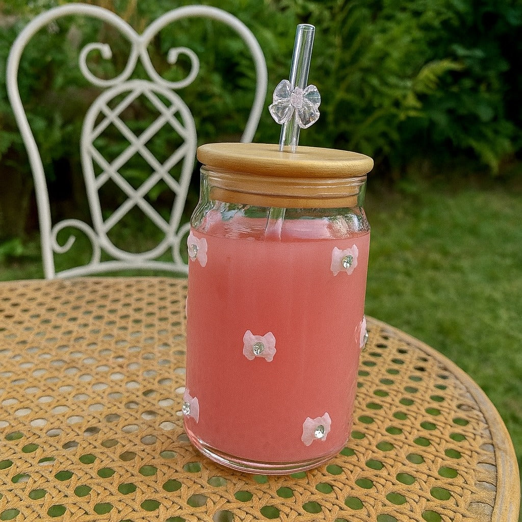 Crystal Bow Glass with Straw