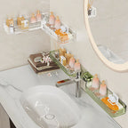 Multi-Functional Wall-Mounted Bathroom Organizer – Foldable Plastic Shelf Rack