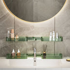 Multi-Functional Wall-Mounted Bathroom Organizer – Foldable Plastic Shelf Rack