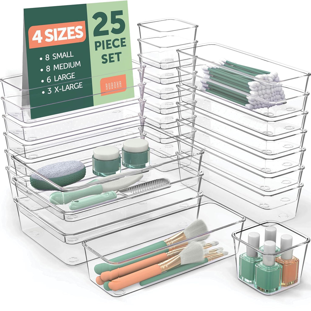 Clear Drawer Organizer Set