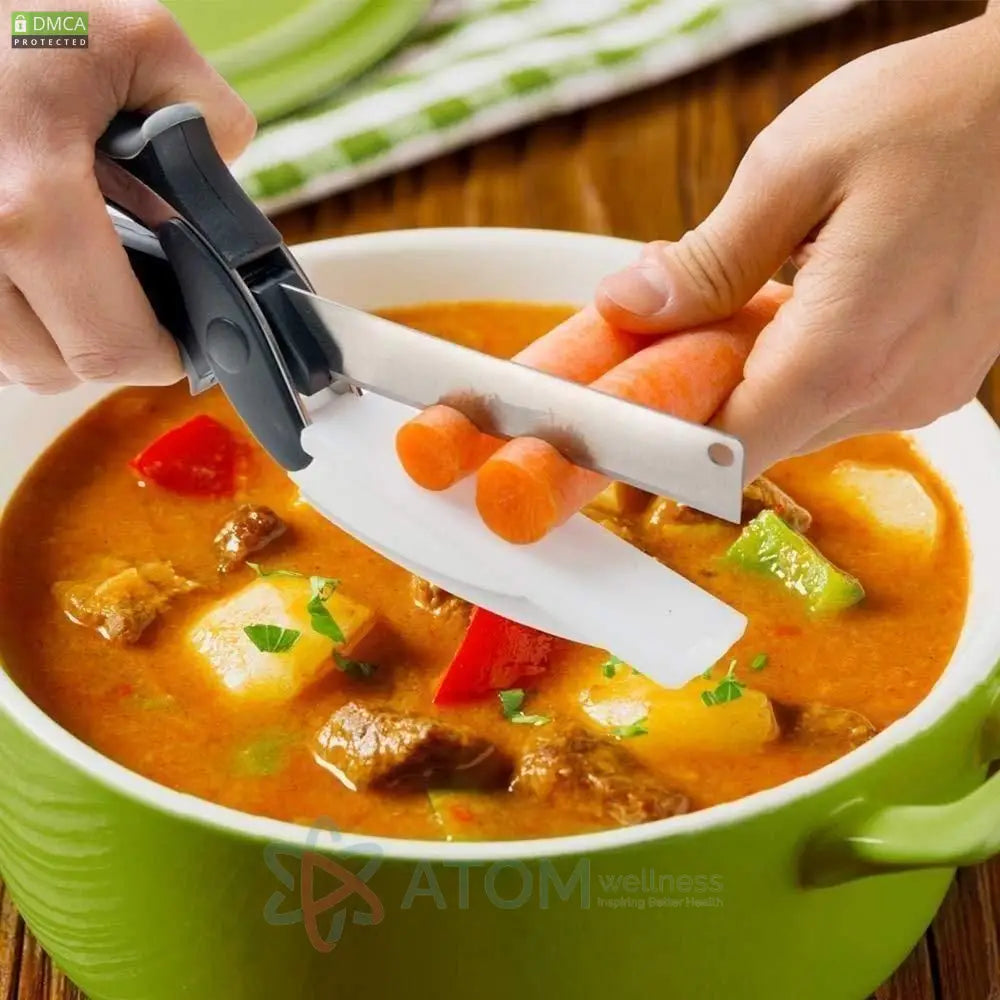 2-in-1 Clever Cutter Kitchen Knife & Food Chopper | Stainless Steel Blade with Built-in Chopping Board