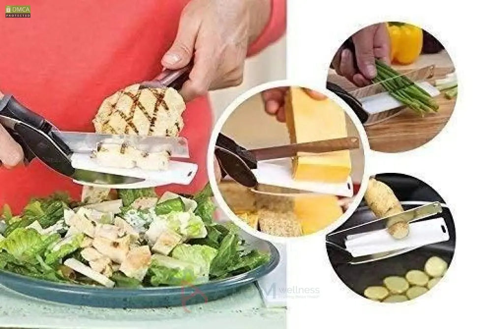 2-in-1 Clever Cutter Kitchen Knife & Food Chopper | Stainless Steel Blade with Built-in Chopping Board