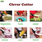 2-in-1 Clever Cutter Kitchen Knife & Food Chopper | Stainless Steel Blade with Built-in Chopping Board