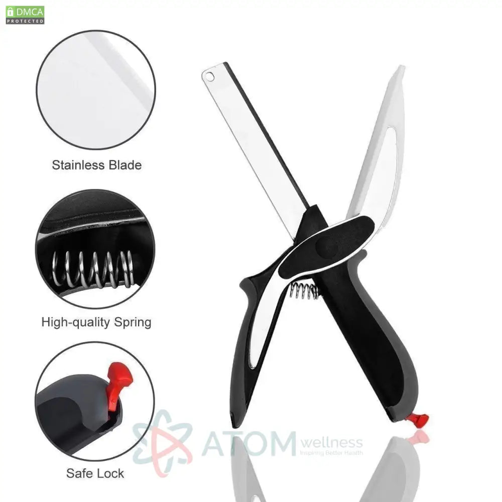 2-in-1 Clever Cutter Kitchen Knife & Food Chopper | Stainless Steel Blade with Built-in Chopping Board