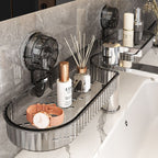 Suction Shelf for Sink Bathroom Storage Rack - Toothbrush Holder & Cosmetic Organizer
