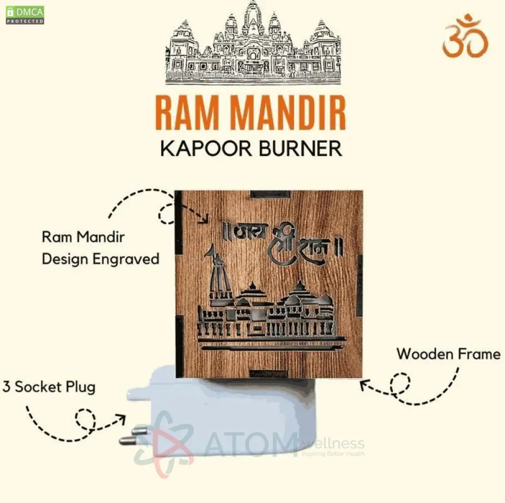 3-in-1 Ayodhya Ram Mandir Aroma Burner & Wooden Night lamp