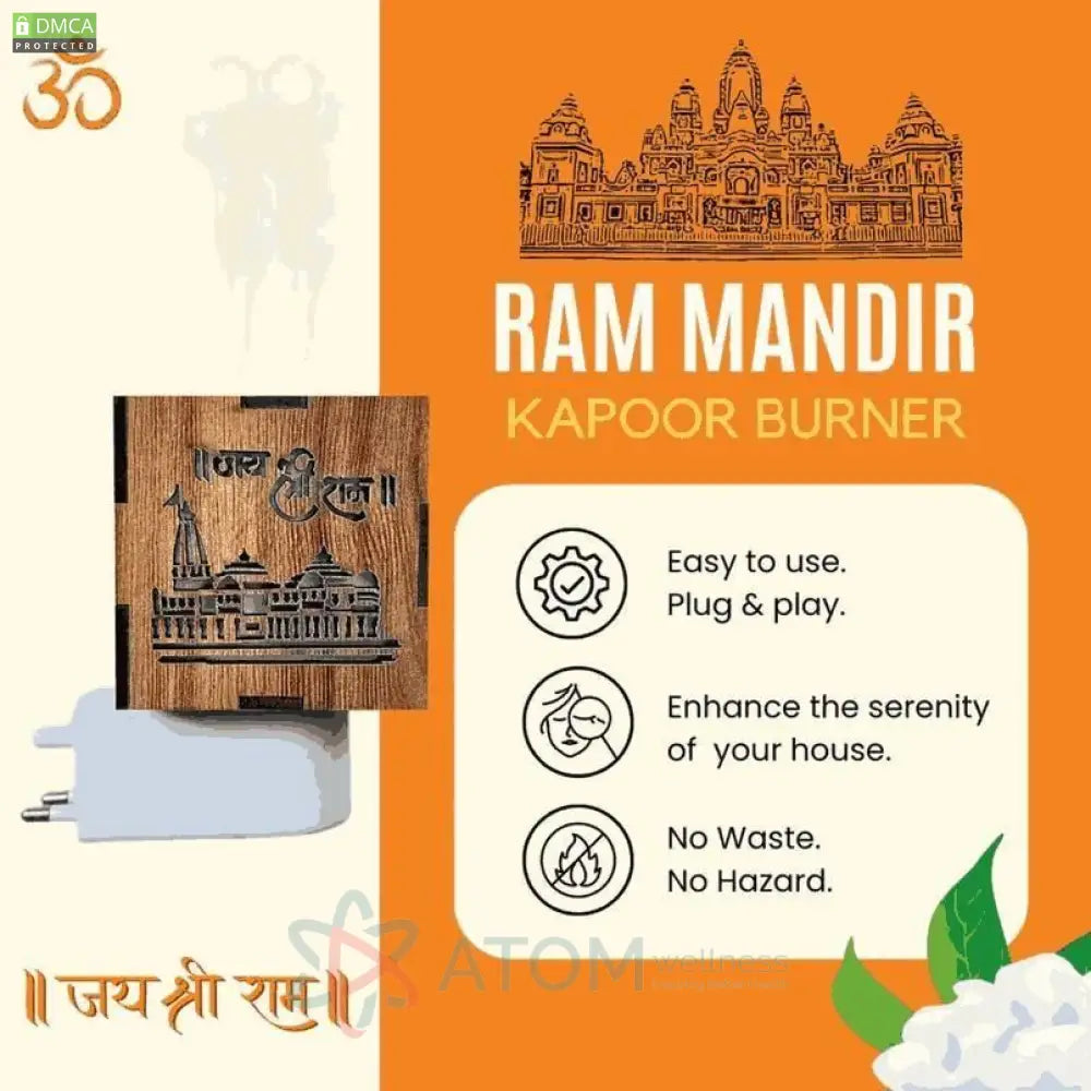 3-in-1 Ayodhya Ram Mandir Aroma Burner & Wooden Night lamp