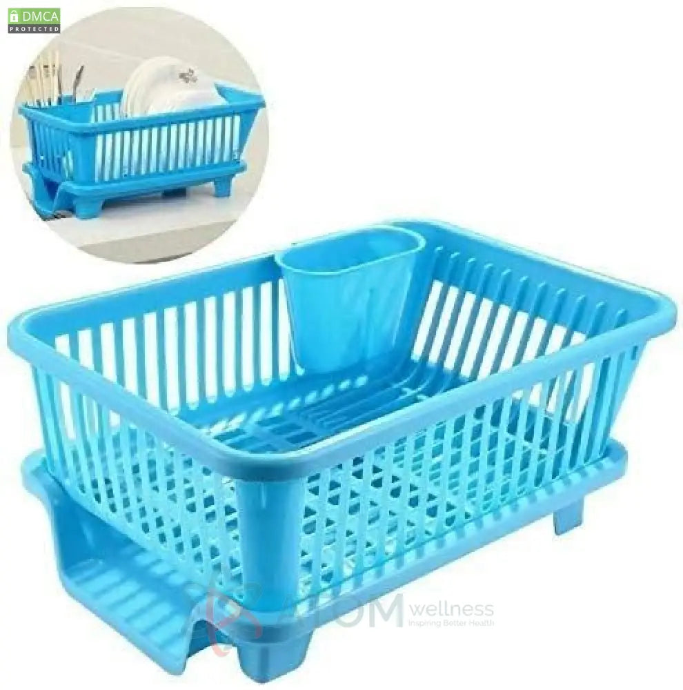 3-in-1 Compact Kitchen Dish Drainer with Cutlery Holder | Plastic Utensil Drying Rack | Space-Saving Design