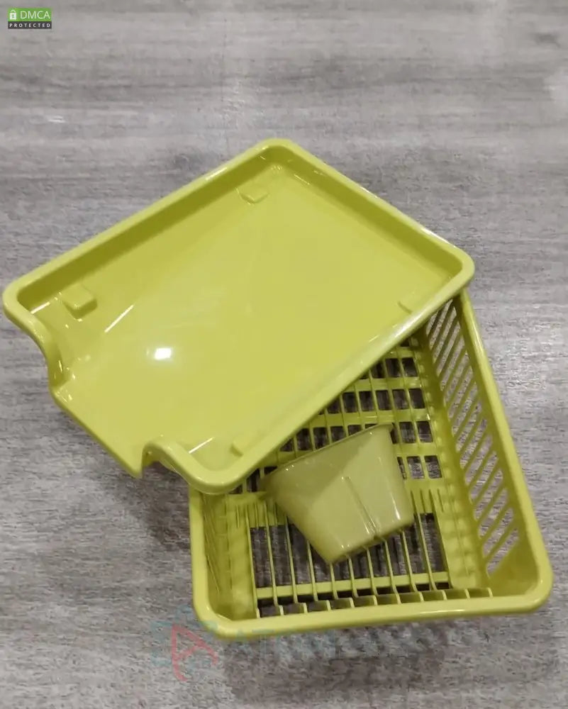 3-in-1 Compact Kitchen Dish Drainer with Cutlery Holder | Plastic Utensil Drying Rack | Space-Saving Design