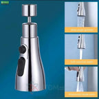 3-Mode Kitchen Sink Faucet with Pull-Down Spray | Polished Chrome Stainless Steel for Versatile Cleaning