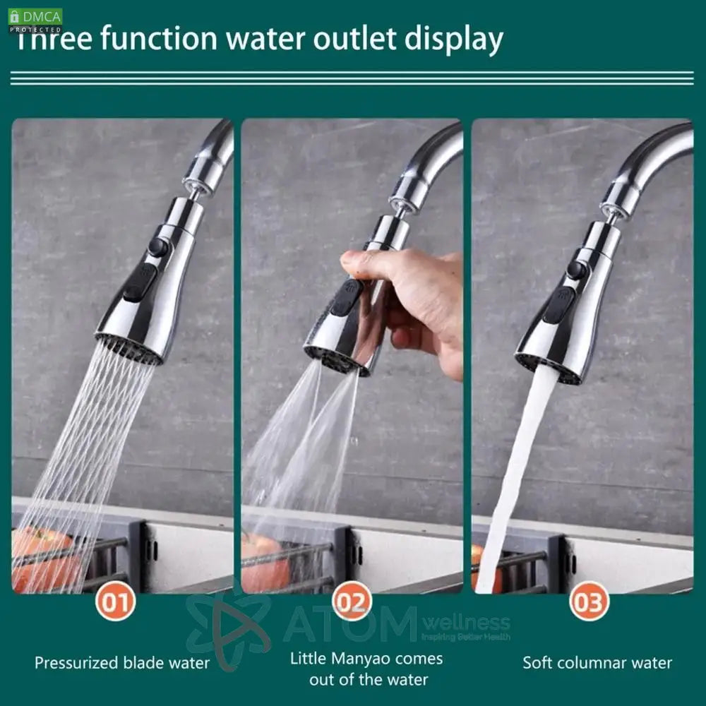 3-Mode Kitchen Sink Faucet with Pull-Down Spray | Polished Chrome Stainless Steel for Versatile Cleaning
