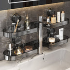 Suction Shelf for Sink Bathroom Storage Rack - Toothbrush Holder & Cosmetic Organizer