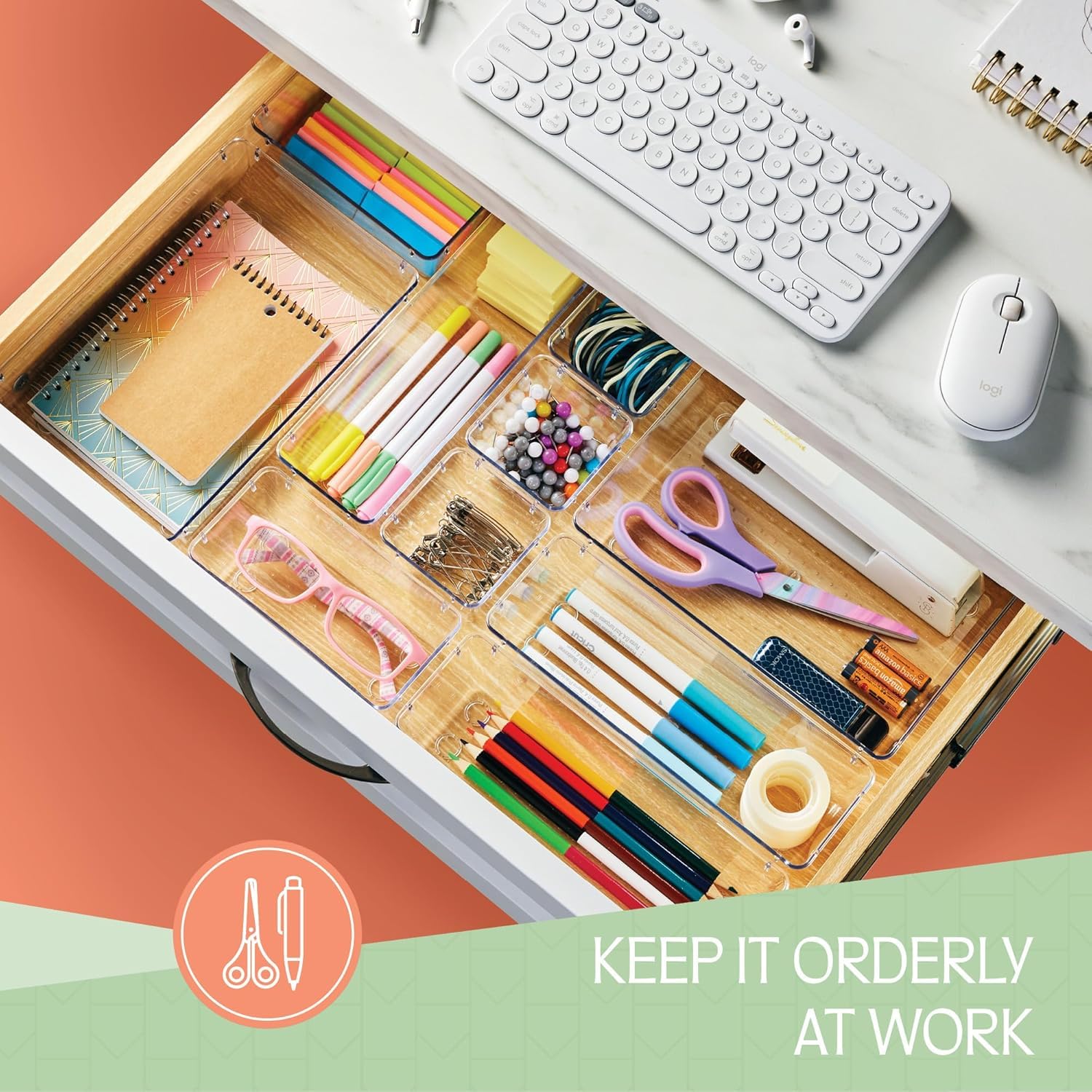 Clear Drawer Organizer Set