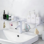 Multi-Functional Wall-Mounted Bathroom Organizer – Foldable Plastic Shelf Rack
