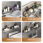 Suction Shelf for Sink Bathroom Storage Rack - Toothbrush Holder & Cosmetic Organizer