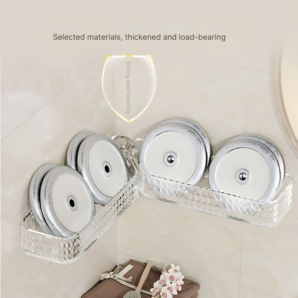 Multi-Functional Wall-Mounted Bathroom Organizer – Foldable Plastic Shelf Rack