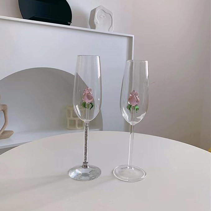 Rose Floral Champagne Glass