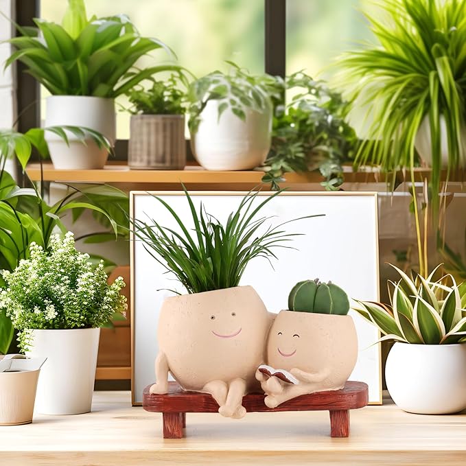 Smiling Face Bench Planter