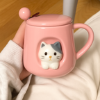 Cat Ceramic Mug with Lid