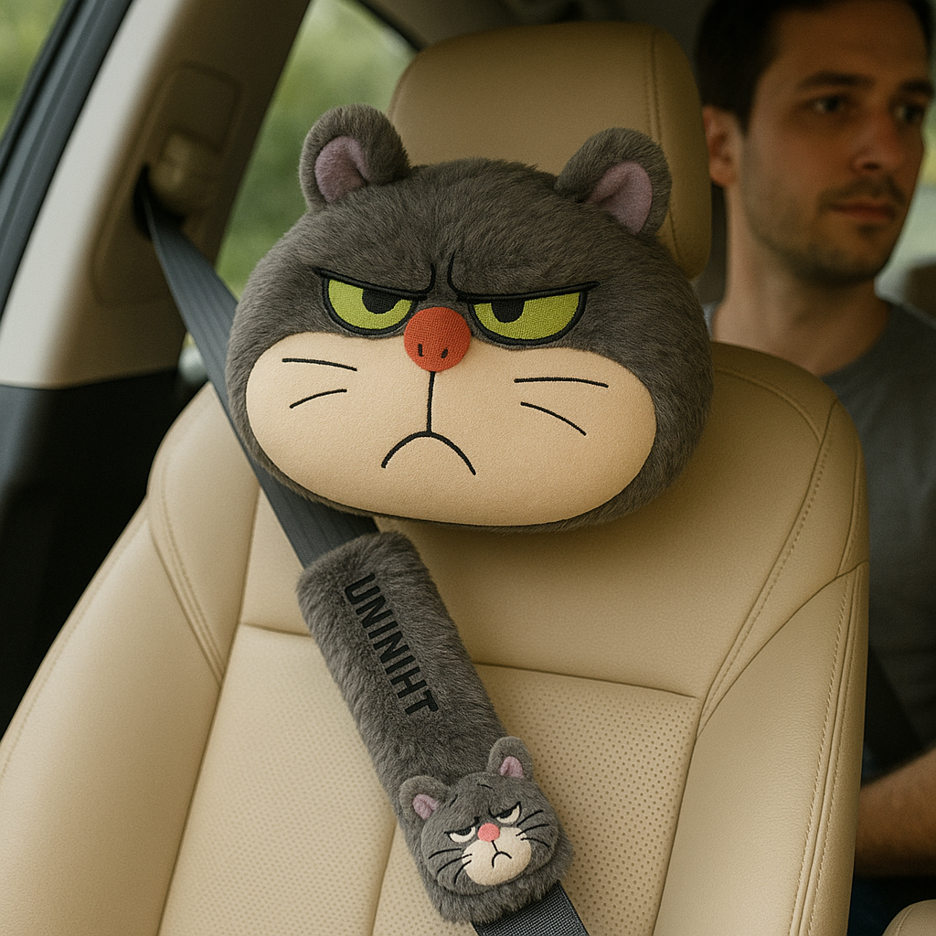 Angry Cat Car Pillow Set