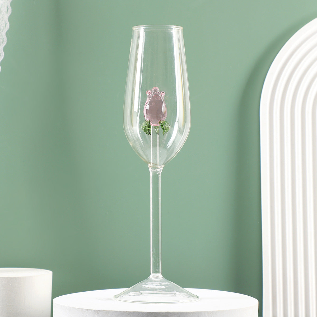 Rose Floral Champagne Glass