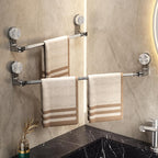 Primechoice Rotating Retractable Towel & Shoe Rack – Punch-Free Corner Bathroom Storage Rod with Vacuum Mount