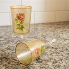 Floral Striped Wine Glass