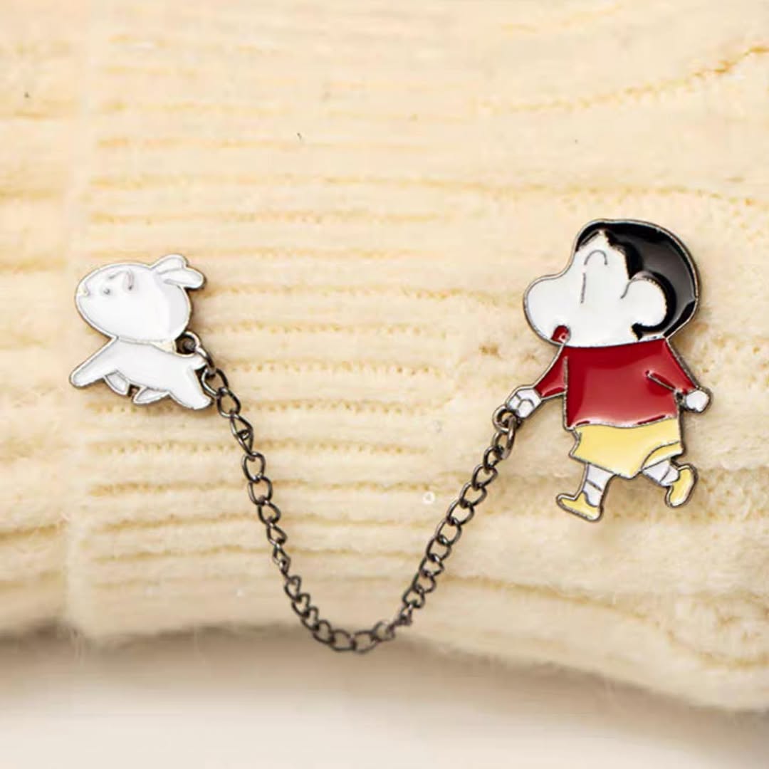 Shin-chan & Shiro Dog Enamel Pin