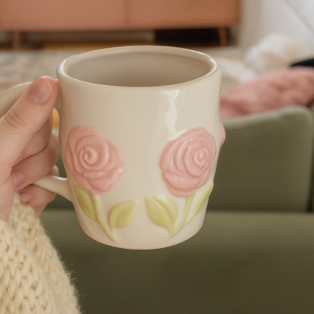 3D Floral Ceramic Mug