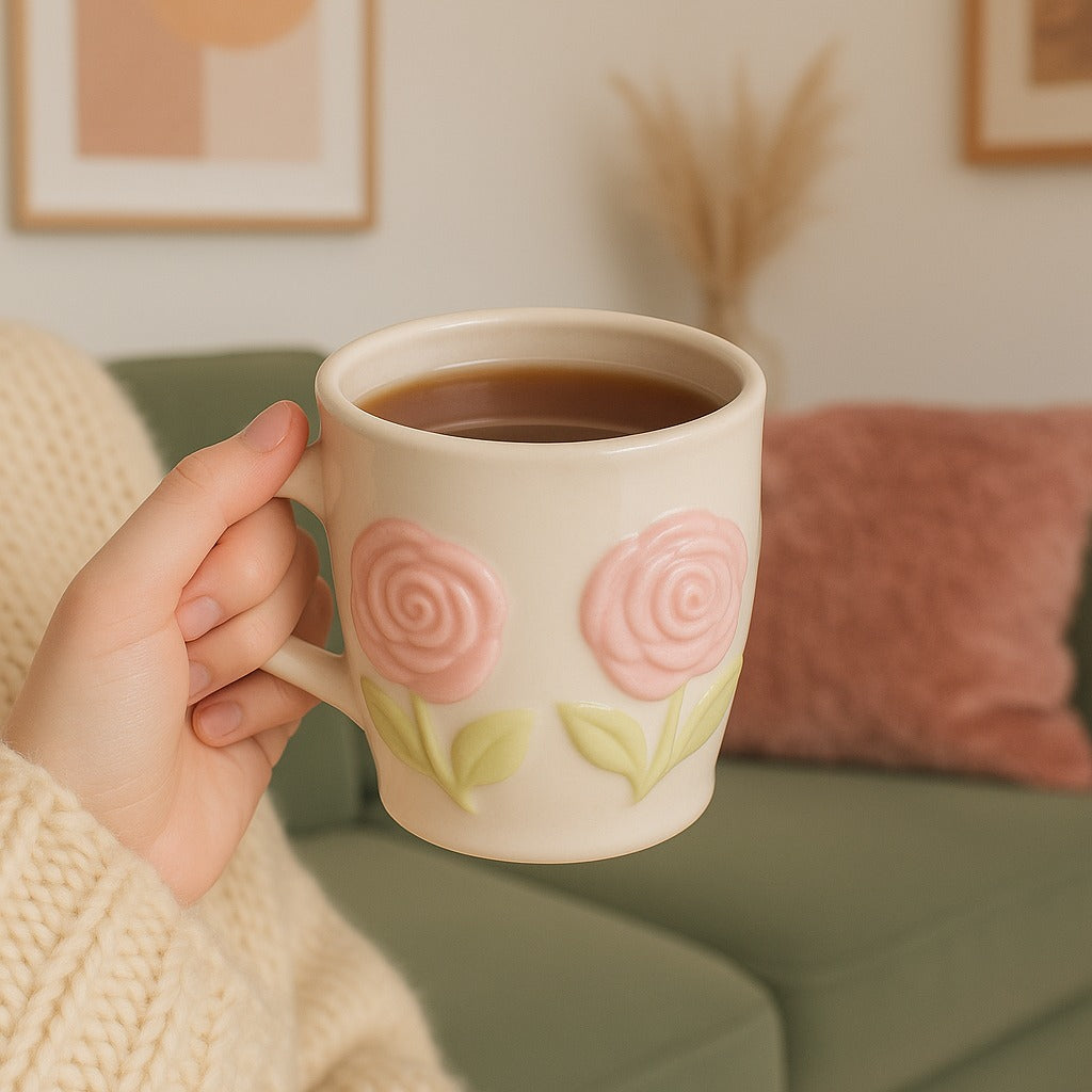 3D Floral Ceramic Mug