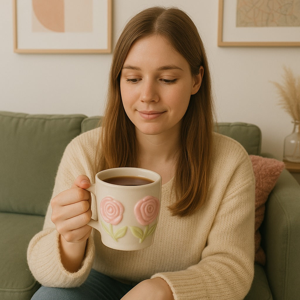3D Floral Ceramic Mug
