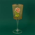 Floral Striped Wine Glass