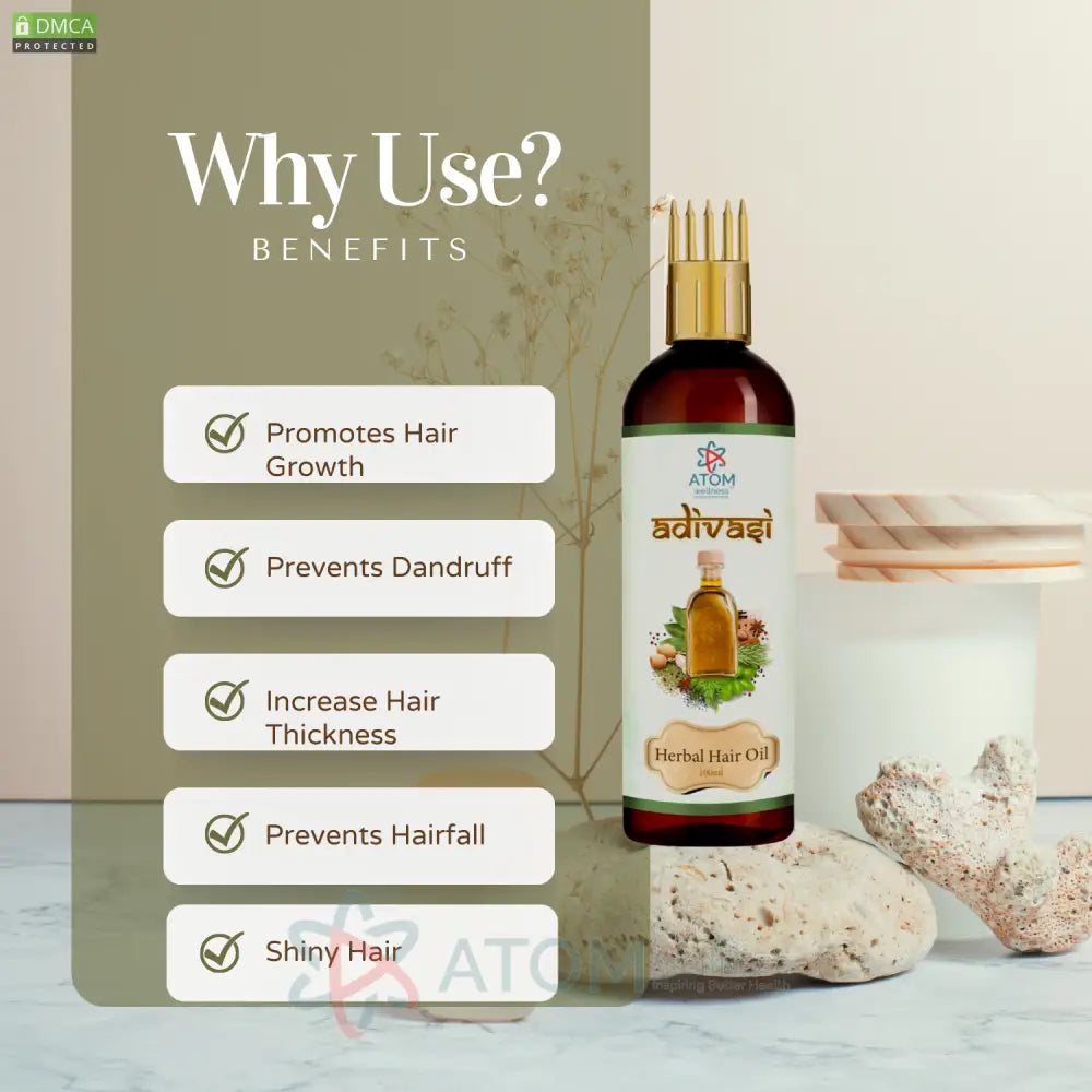 Adivasi Herbal Hair Growth Anti Dandruff Hair Oil Selfi Bottle 100ml Pack of 2