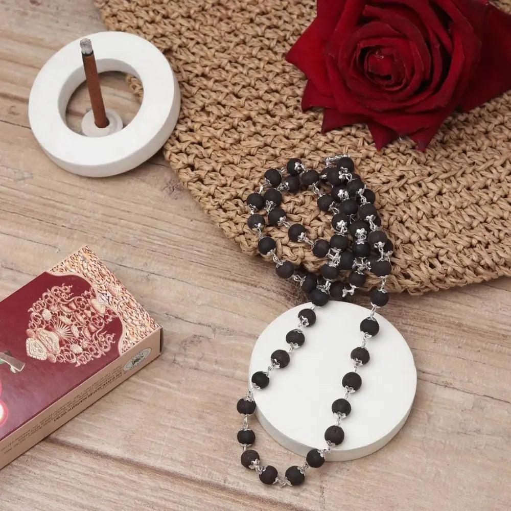 Authentic Karungali Mala (Black Ebony Wood) | Spiritual Protection & Positive Energy | Genuine Prayer Beads
