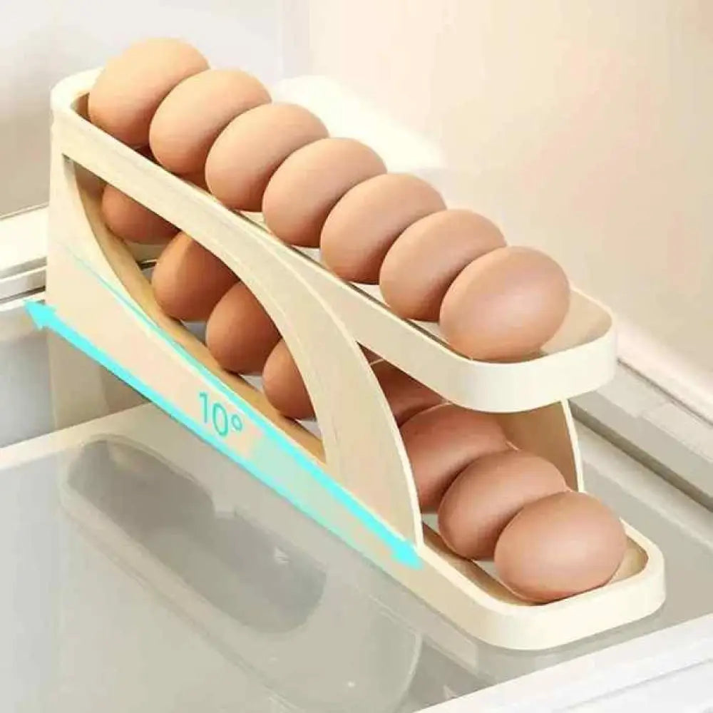 Automatic Rolling Egg Holder Container | Gravity-Fed Fridge Organizer for Easy Access & Storage
