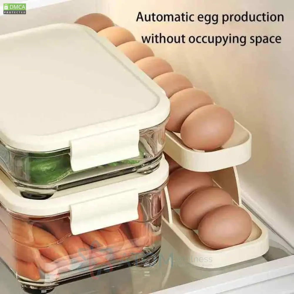 Automatic Rolling Egg Holder Container | Gravity-Fed Fridge Organizer for Easy Access & Storage