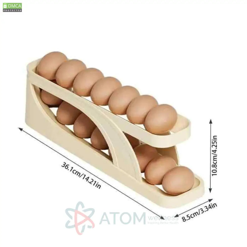Automatic Rolling Egg Holder Container | Gravity-Fed Fridge Organizer for Easy Access & Storage
