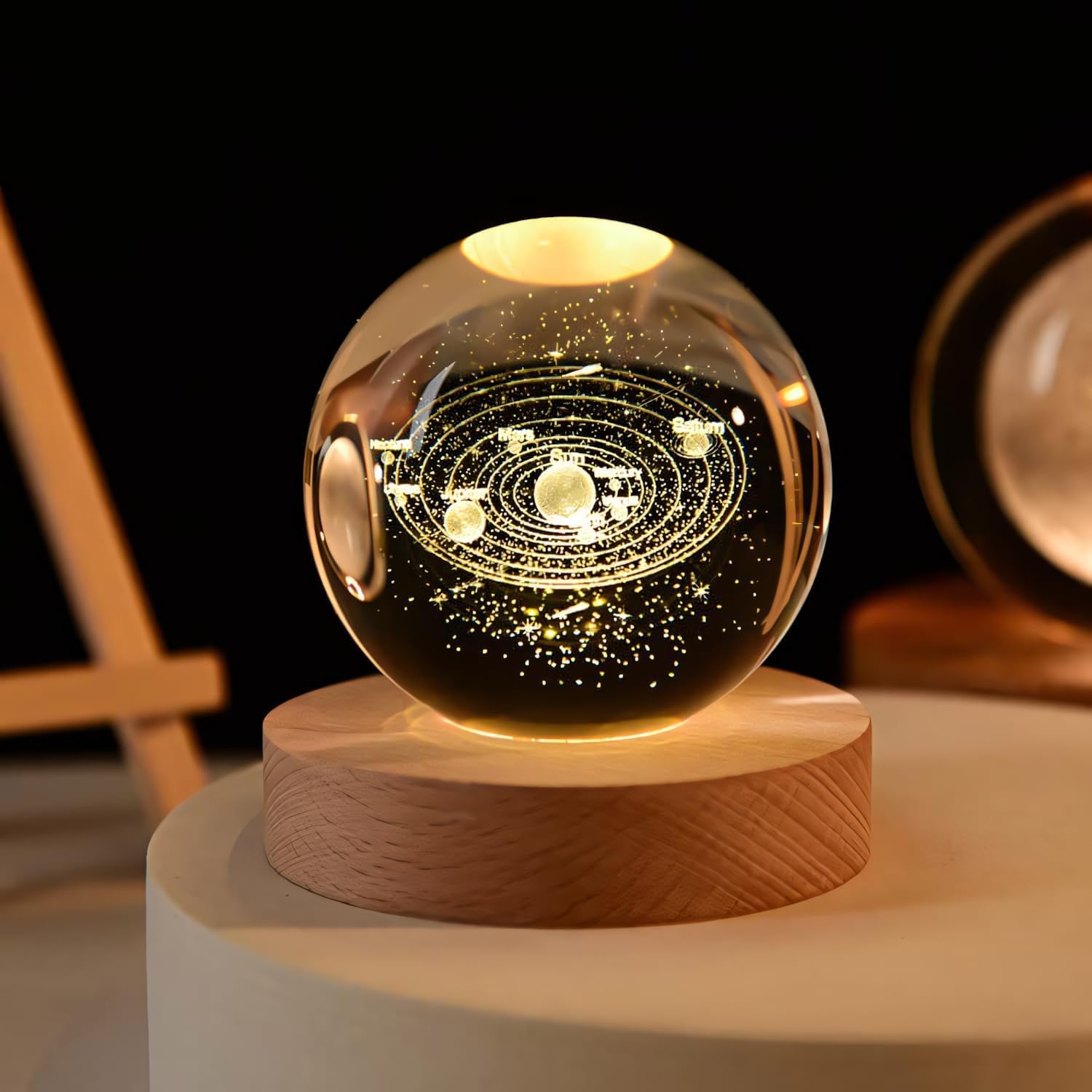3D Crystal Ball Solar System Night Lamp | Cosmic Elegance for Your Room