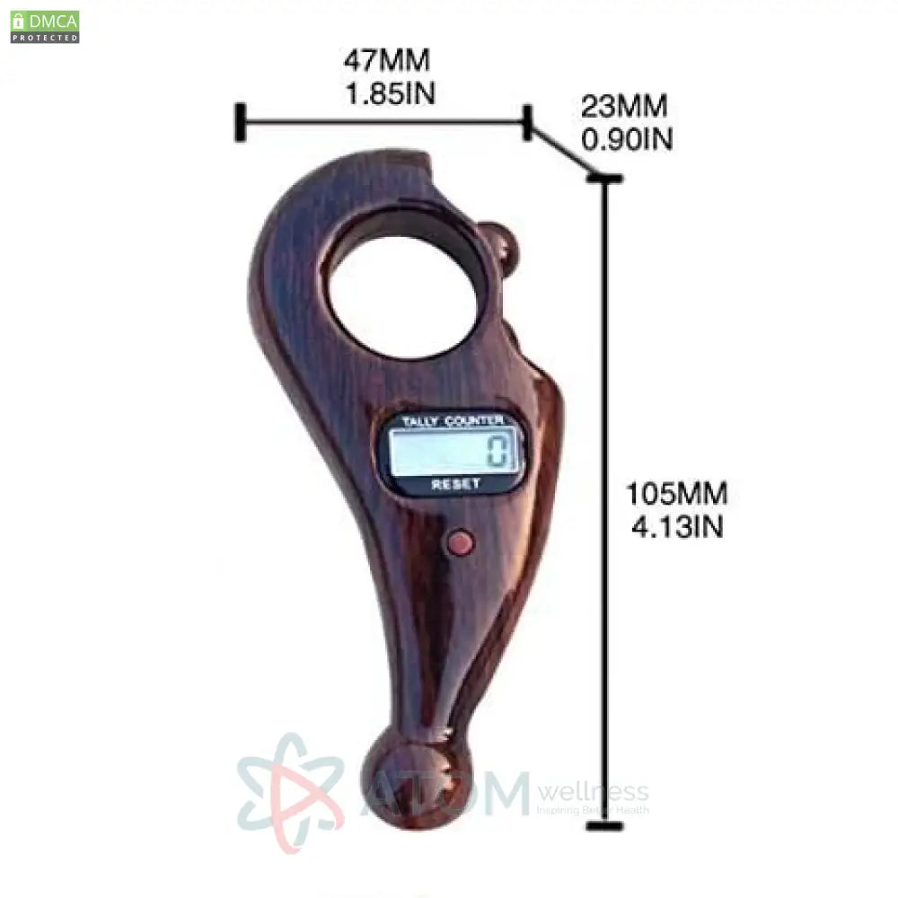 Digital Tally Counter with Adjustable Finger Ring | 5-Channel Manual Number Counting Machine for Tasbeeh & Sports (Wood Finish)