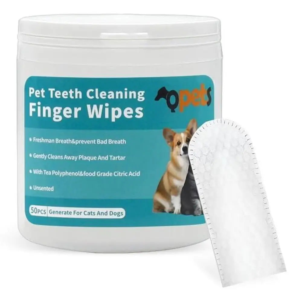 Disposable Dental Finger Wipes for Pets – Teeth Cleaning Wipes for Dogs & Cats (Pack of 50)