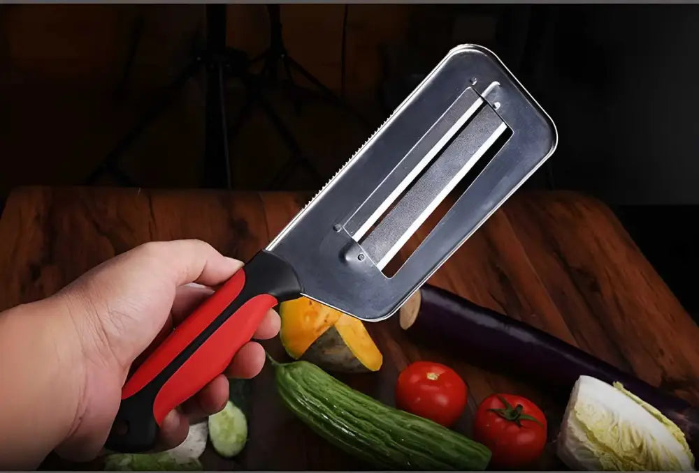 Dual Blade Vegetable Slicer & Peeler Knife | Stainless Steel Handheld Kitchen Cutter for Fast Slicing