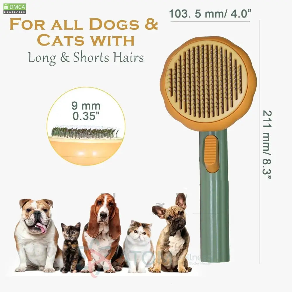 Ergonomic Pet De-Shedding Tool for Dogs & Cats | Fine Stainless Steel Bristles for a Healthy Coat